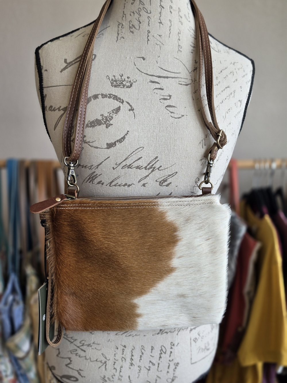 Myra Brown and White Cowhide Crossbody Bag - Women